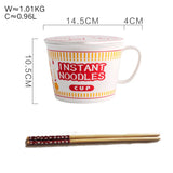 ins style creative instant noodle ceramic Cup bowl with cover bento box Student lunch box instant noodle Bowl soup Bowl set
