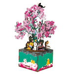 Robotime 148pcs Rotatable DIY 3D Cherry Tree Cat Wooden Puzzle Game Assembly Music Box Toy Gift for Children Kids Adult AM409